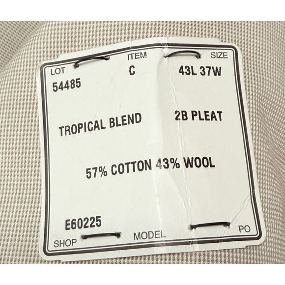 JoS. A. Bank Tan Suit 43L x 37 Pleat Wool Blend Houndstooth Tropical NWT $595 - Picture 8 of 8